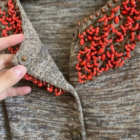 Anthropologie Moth Jewelers Choice Heather Brown Spice Cardigan Women’s Sz Small - Picture 10 of 12